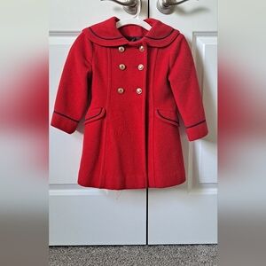 Vintage girl's red Rothschild wool blend dress coat. Size 4